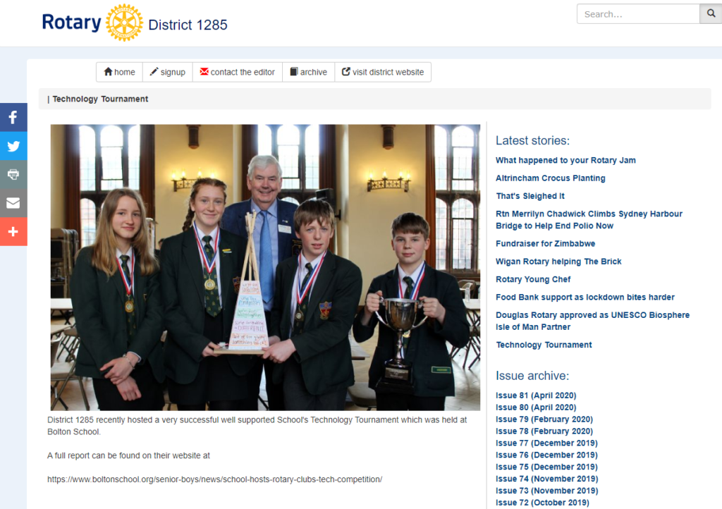 Rotary District 1285 News website