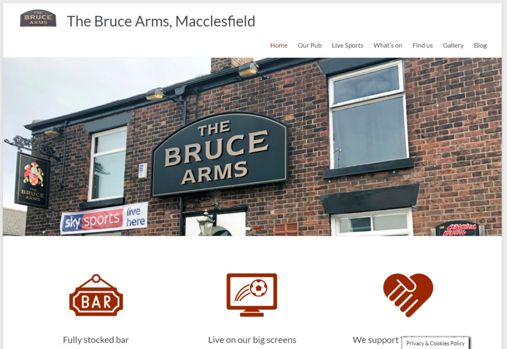 The Bruce Arms website - built in WordPress