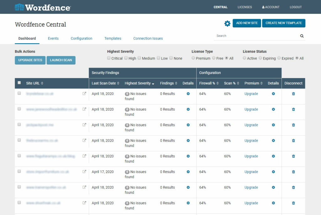 Wordfence Central, manage the security of many WordPress sites in one place