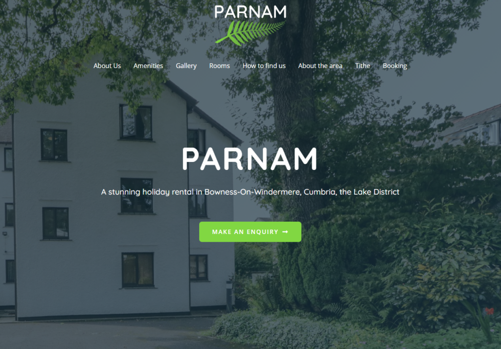 Parnam holiday rental website - built in WordPress