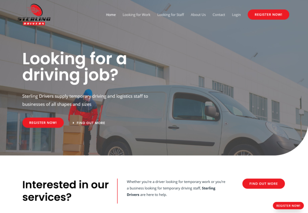 Sterling Drivers website - built in WordPress