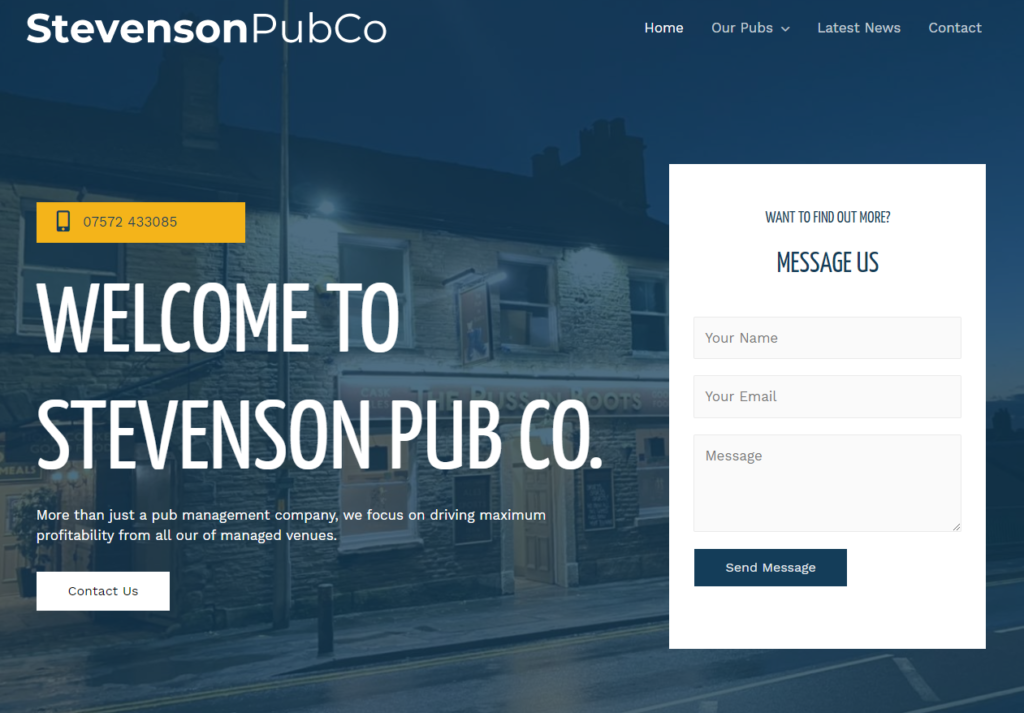 Stevenson Pub Co. website - built in WordPress