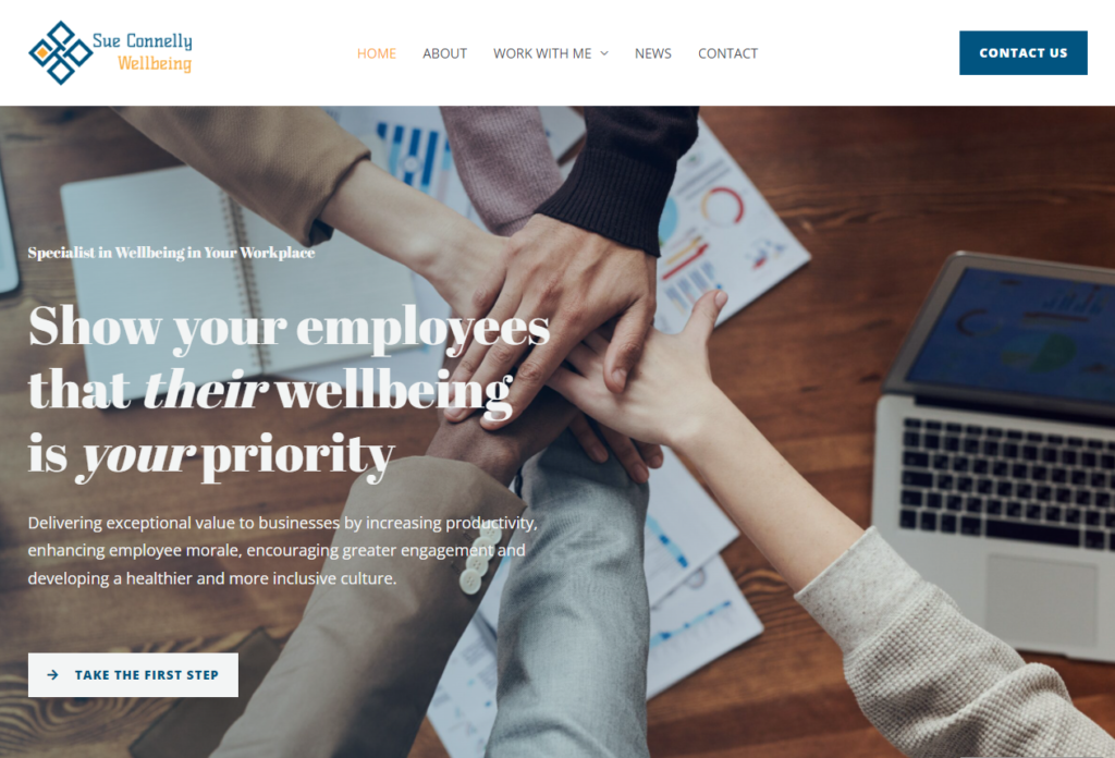 Sue Connelly Wellbeing website - built in WordPress