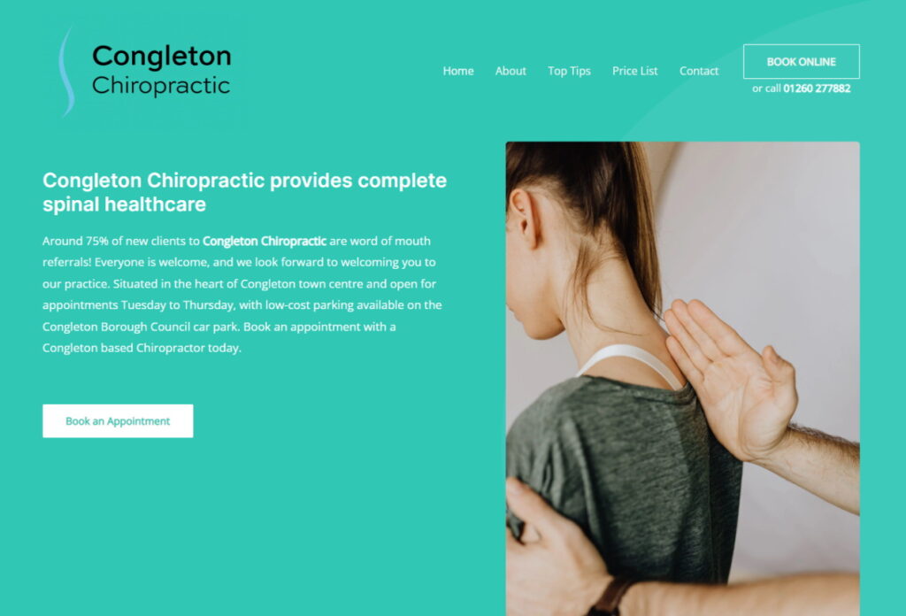 Congleton Chiropractic website - built in WordPress