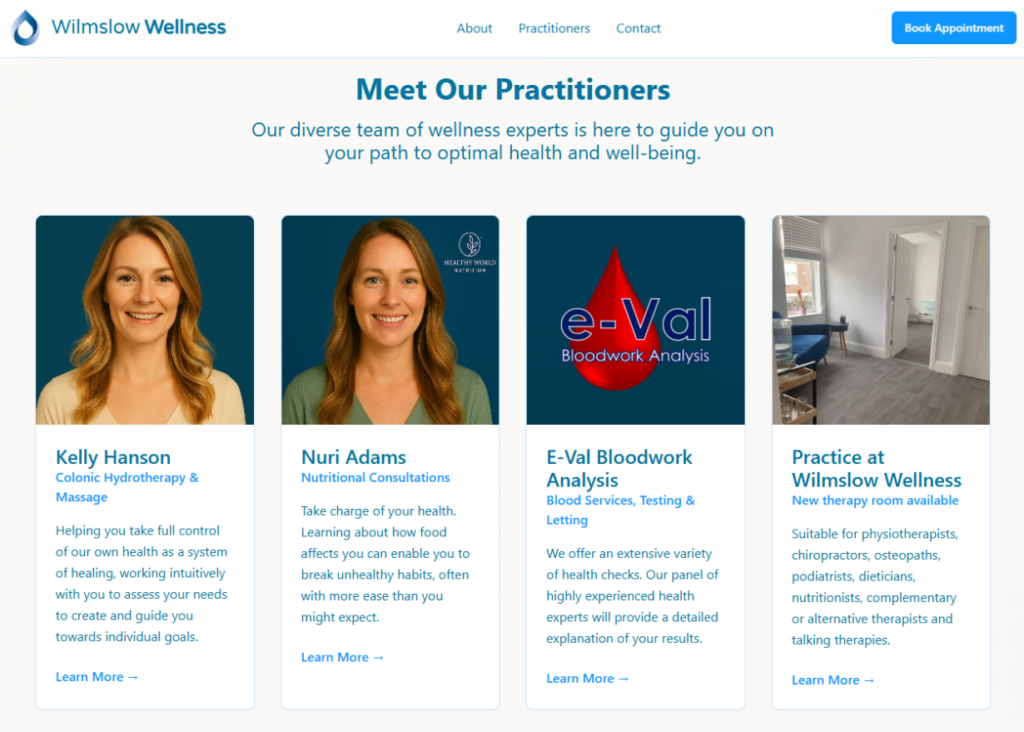 Wilmslow Wellness website
