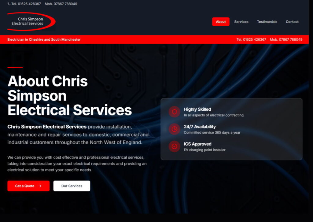 Chris Simpson Electrical website